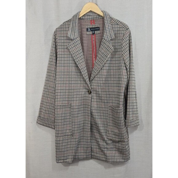 Jules & Leopold Long Blazer Women Size XL Houndstooth Oversized Knit Academia - Picture 1 of 16